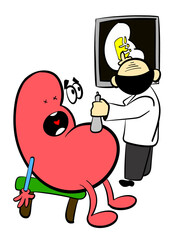 Cute Kidney sticker health examine cartoon