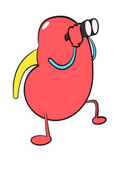 cute kidney sticker using binocular cartoon