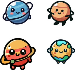 Happy Planet  – Kawaii Solar System Stickers