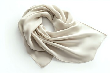A photorealistic mockup of a blank scarf with a corner design, realistic material, clean white background, soft lighting