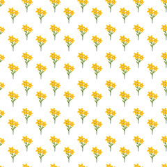 Seamless Pattern of Yellow Flowers on a White Background