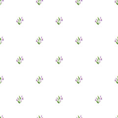 Seamless Pattern Featuring Lavender Sprigs on a Minimal White Background