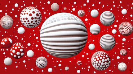 Abstract Geometric Balls on Red Background red abstract background