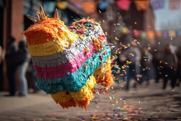 Pi�ata bursting with candy and action