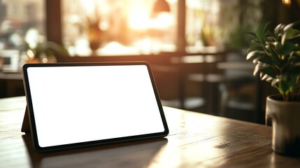 Fototapeta premium A realistic shot of a blank digital menu on a tablet, realistic material, clean white background, soft lighting