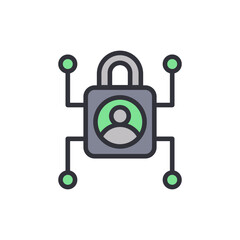 Digital account security colored icons, minimalist vector illustration ,simple transparent graphic element .Isolated on white background