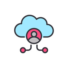 Cloud account colored icons, minimalist vector illustration ,simple transparent graphic element .Isolated on white background