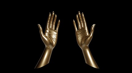 Obraz premium Elegant Golden Hands Reaching Upward Against Black Background