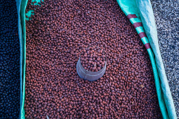 Closeup view of beasn on floor