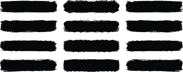 Brush strokes vector. Paint, ink brush, brush strokes, brushes, lines, frames, buttons, grungy rough grunge thick paint line texture. Brush line set.