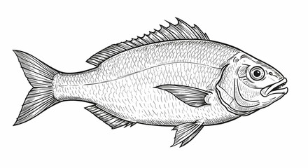 Obraz premium Detailed Black and White Illustration of a Freshwater Fish Species