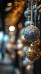 Sparkling decorations and bokeh background