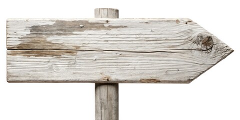 Naklejka premium Macro White Wooden Sign Post, Close-up Rustic Wood Signboard, Isolated Wooden Signage, Detailed Texture, High-Resolution Photography
