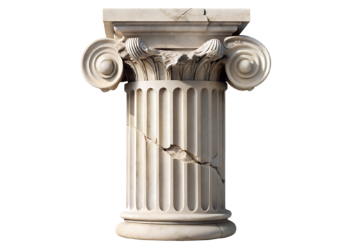 broken classical column clipart image on transparent background