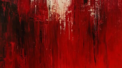 Obraz premium Abstract Red Painting with Emotional Expression on red background