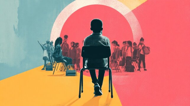 Isolated child in classroom - Powered by Adobe