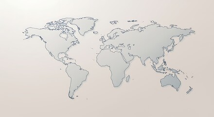 World Map Illustration Outlined Against Neutral Background