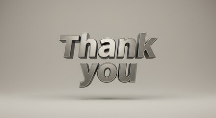 Obraz premium Thank You 3d Rendering with Metallic Texture on Neutral Background