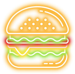 Hamburger Neon Line Icon