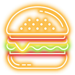 Hamburger Neon Line Icon