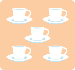 白いコーヒーカップ５脚セットのベクターイラスト