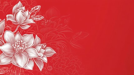 Obraz premium Elegant Red and White Floral Design on red background