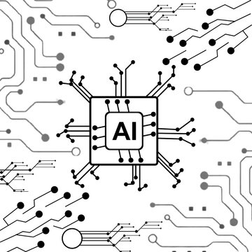AI Processor vector icon for websites and mobile minimalistic flat design. Mini AI CPU icon in flat style.Outline AI icon. Linear artificial intelligence sign with editable stroke, digital mind