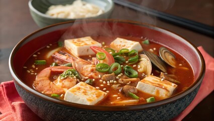 Chigae is a Korean ramen with a spicy broth