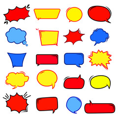 Colorful comic speech bubbles and interactive