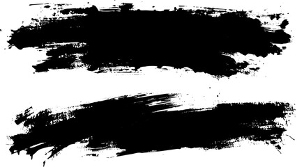 Grunge Black Brush Stroke Textures, Distressed Dry Paint Elements for Graphic Design