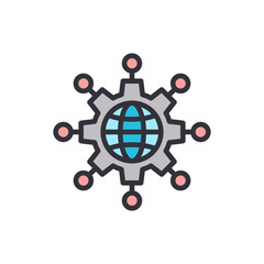 Digital world colored icons, minimalist vector illustration ,simple transparent graphic element .Isolated on white background