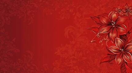 Red Floral Pattern Background Design on red background