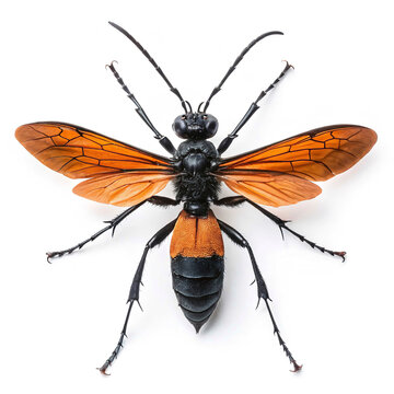 a Tarantula Hawk isolated on solid white background