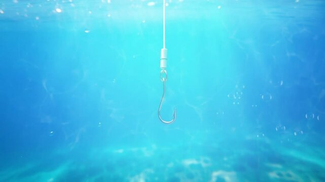 Fishing Hook Underwater in Ocean Waiting for Catch