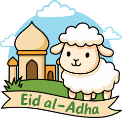 Eid al-Adha Lamb with Mosque and Sky