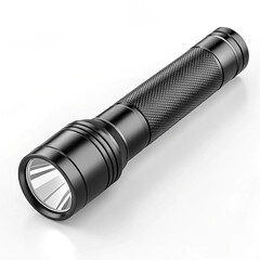 Rechargeable LED flashlight isolated on white background