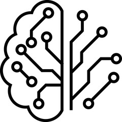 Brain icon with circuit board symbolizing artificial intelligence and technology. Brain and Artificial Intelligence Icon