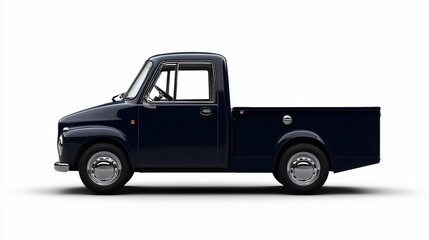 Dark blue vintage pickup truck profile