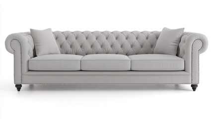 Elegant Light Grey Chesterfield Sofa with Button Tufting