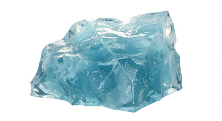 Fototapeta premium Piece of ice showing interesting light refractions isolated on white background