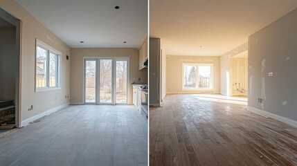 Obraz premium Home Renovation: Before & After Comparison of a Room's Transformation