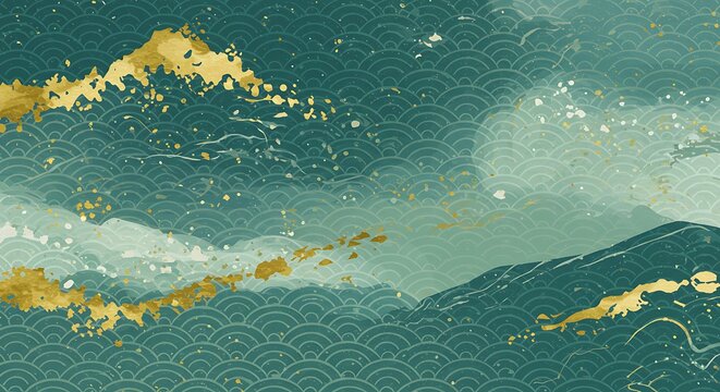 Jade Cloudscapes and Golden Echoes AI Generated