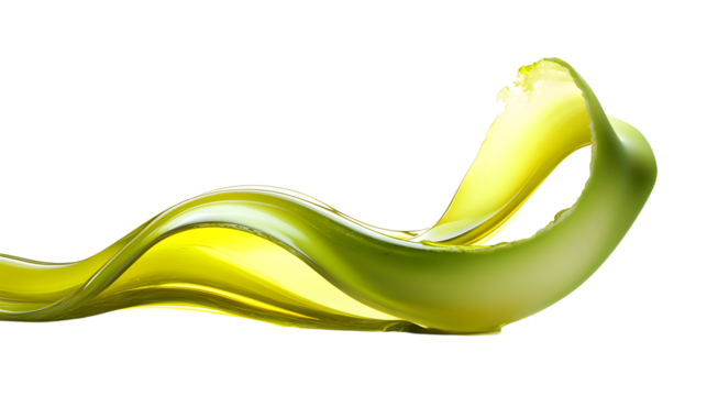 Abstract green and yellow wave design flowing gracefully, symbolizing motion and energy against a clean background