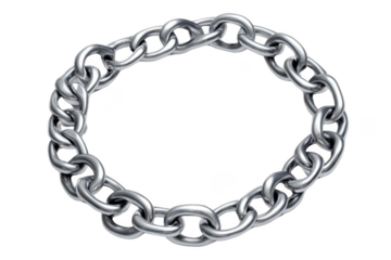 Silver Chain Connects Circles in Pattern and Metallic Concept Frame Art