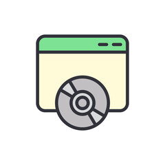 Online disc colored icons, minimalist vector illustration ,simple transparent graphic element .Isolated on white background