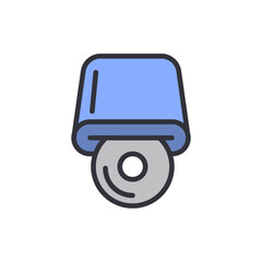 Disc drive colored icons, minimalist vector illustration ,simple transparent graphic element .Isolated on white background