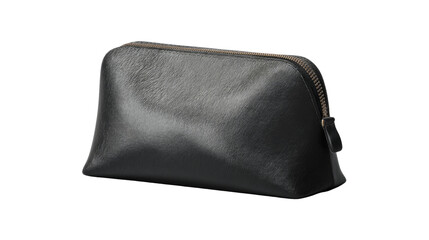 Fototapeta premium black leather cosmetic bag isolated, transparent background