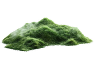 Fototapeta premium Green Grass Hill With Morning Fog, A Serene Nature Scenery and Landscape
