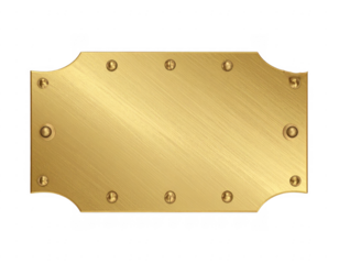 Elegant gold metal plaque with rivets for customized sign options