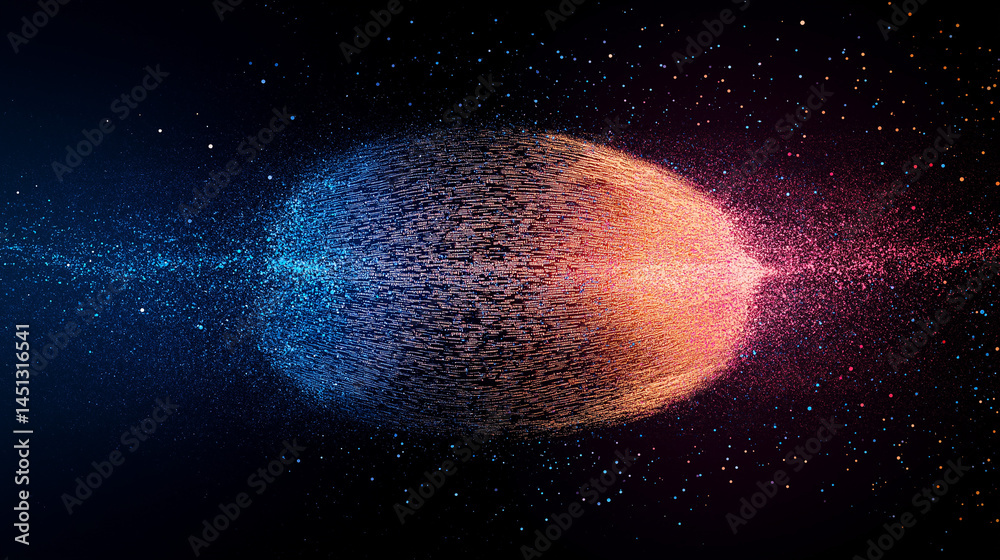 Sticker cosmic collision: a mesmerizing cosmic event unfolds, where two celestial bodies collide, creating a